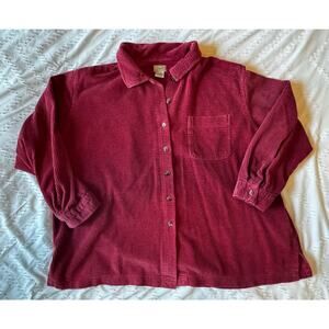 L.L.Bean women’s corduroy button-down shirt burgundy red size 3XL